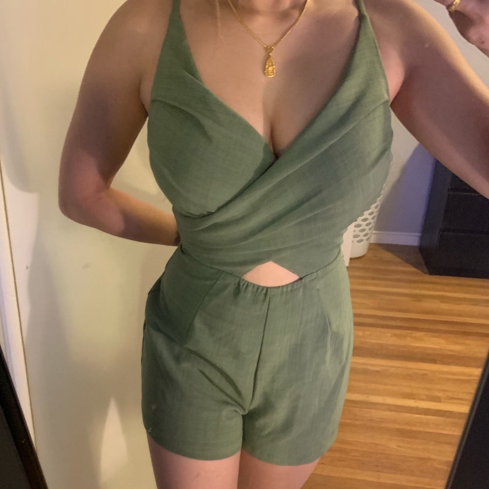 Green fashion nova romper